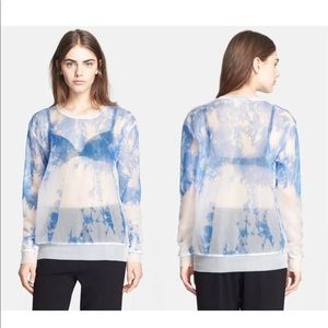 NWT $895 Alexander Wang Tie Dye Top Sheer Blouse‎ Blue/Spyder [SZ Medium ]
